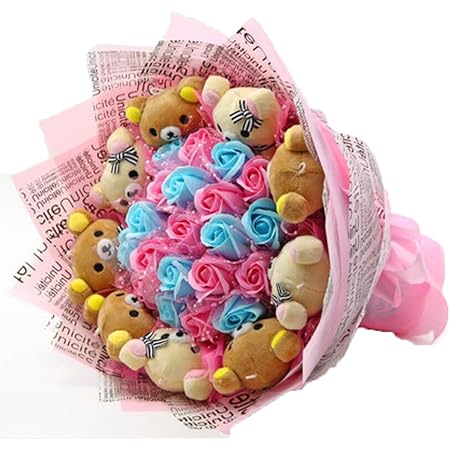 Amazon Co Jp お祝い 可愛い ベア束 アニマル ぬいぐるみ ギフト プレゼント ベア ブーケ 結婚式 記念日 誕生日成人礼 出産祝い プロポーズ お祝い 卒業式 サプライズ ピンク ホーム キッチン