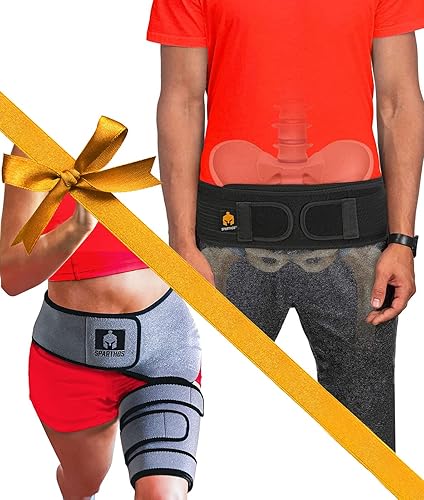 Sparthos Sacroilíaco Si Cinturón De Cadera [Talla XL/XXL - Negro] x Soporte De Cadera [Pierna Izquierda]