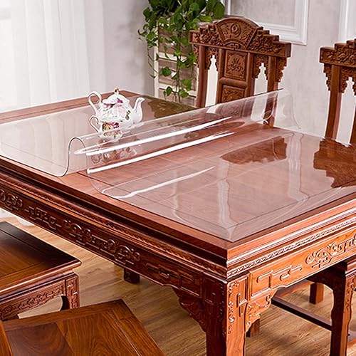 Miniatura 4 de RGRE 39.0 x 78.3in resistente cubierta de mesa transparente, mantel de vinilo rectangular de plástico, protector de mesa transparente, manteles