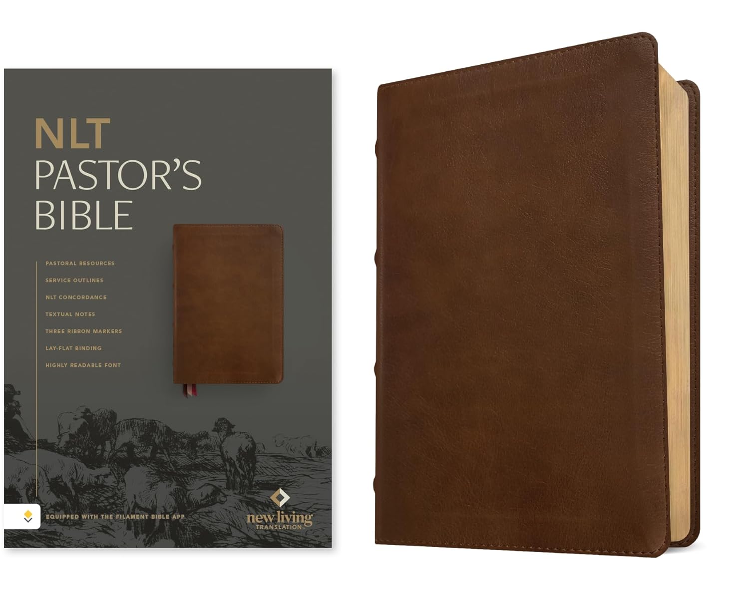 NLT Pastor's Bible, Filament Enabled (LeatherLike, Brown, Red Letter)      Imitation Leather – August 4, 2026