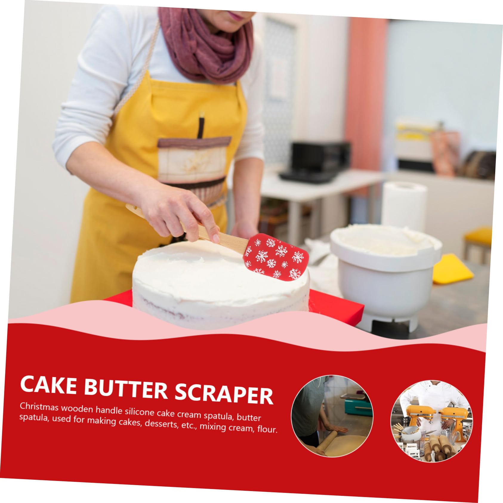 COLLBATH 4 Piezas Espátulas de Silicona para Crema de Diseño Navideño Herramientas para Repostería Ergonómico y Antideslizante Aptas para y Decorar Pasteles