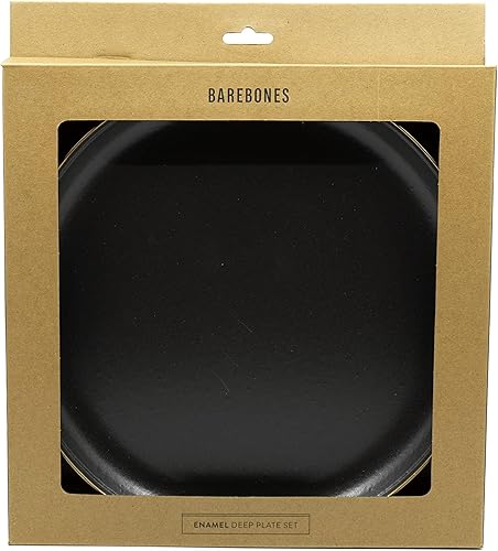 Vista 98 de Barebones Plato profundo esmaltado – Juego de 2 platos llanos – Juego de platos de acero inoxidable horneado acabado a mano – Juego de cocina