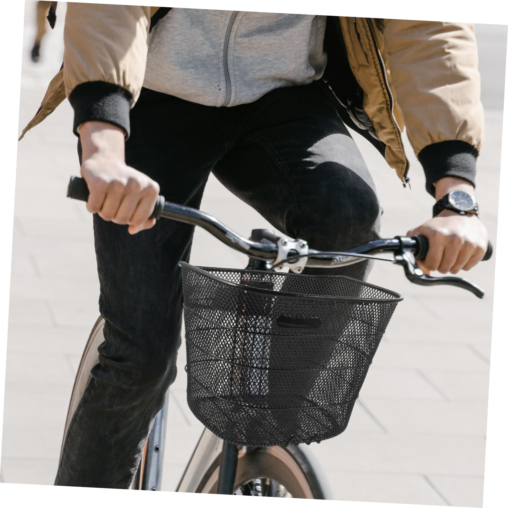 Metall Fahrradkorb Schwarz Vorne mit Großem Fassungsvermögen