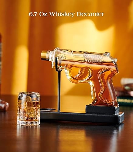 Miniatura 3 de Regalos de cumpleaños para hombres, papá, juegos de decantadores de whisky Kollea Gun para hombres, vaso de chupito, idea de regalo divertida para