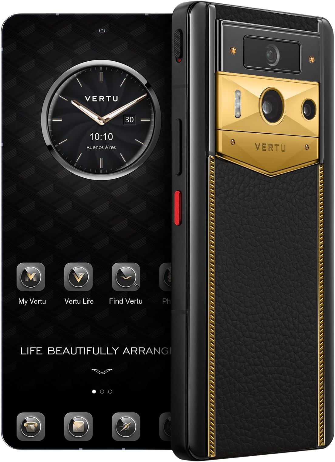 METAVERTU 2 Luxury Custom Made - 18K Gold Blade Edition with Black Ink Calfskin Web3 AI Phone - Black (512, GB)