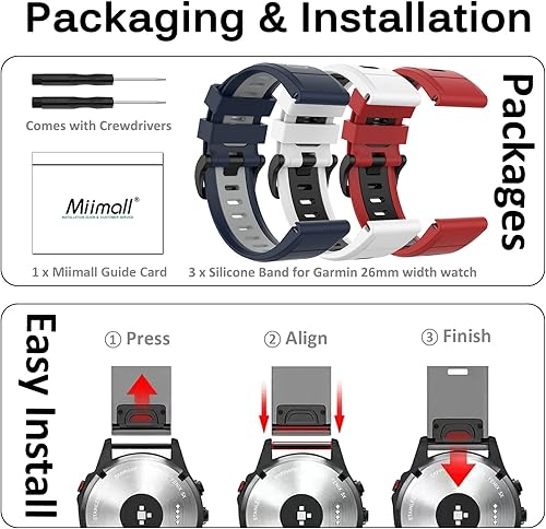 Miniatura 41 de Miimall Correa compatible con Garmin Fenix 7X/6X/5X, correa deportiva de silicona suave de 1.024 in de ancho, impermeable, para Garmin Fenix 7X