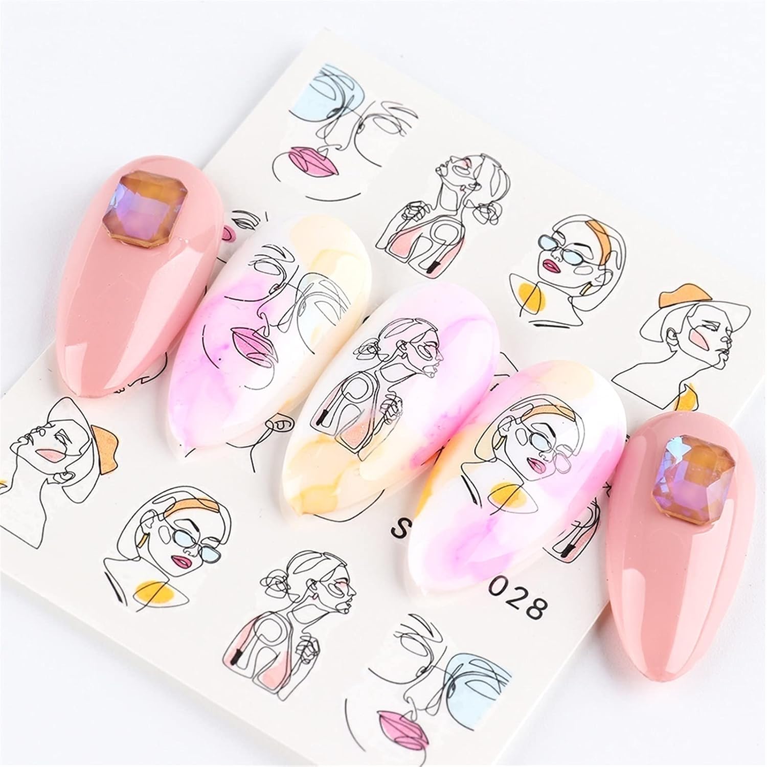 WZRY Nail Sticker, Nail Art Sticker 5 Sheet Liners Animal Flowers Tattoo Sliders Transfer Leaf Manicure Decoration (Color : 5 pcs) : Beauty & Personal Care
