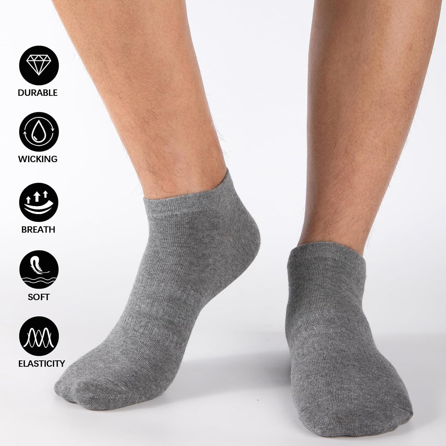 eallco Mens Ankle Socks Cotton Low Cut Running Thin Short Breathable Casual Socks 8 Pairs - Image 5