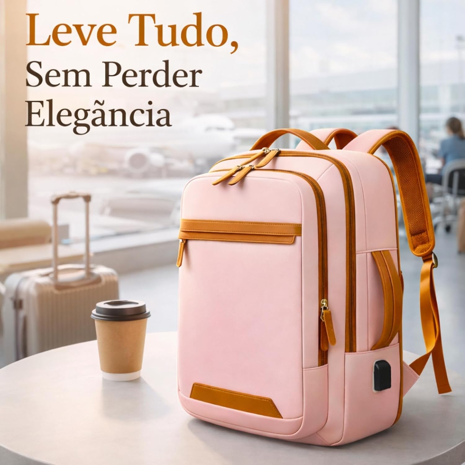 Mochila Viagem Avião Expansível Impermeável Resistente Grande Capacidade Mochila Viagem Avião Expansível Impermeável Resistente Grande Capacidade