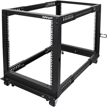 StarTech 12U 4-Post Server Rack 19 Inch Open Frame Server Rack 101 cm Mounting Depth 544 kg Load Capacity Mobile or Floor Mounting