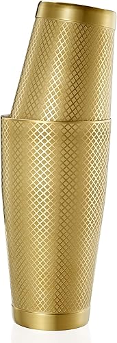 Miniatura 3 de Barfly Juego de coctelera de celosía de diamante, chapado en oro