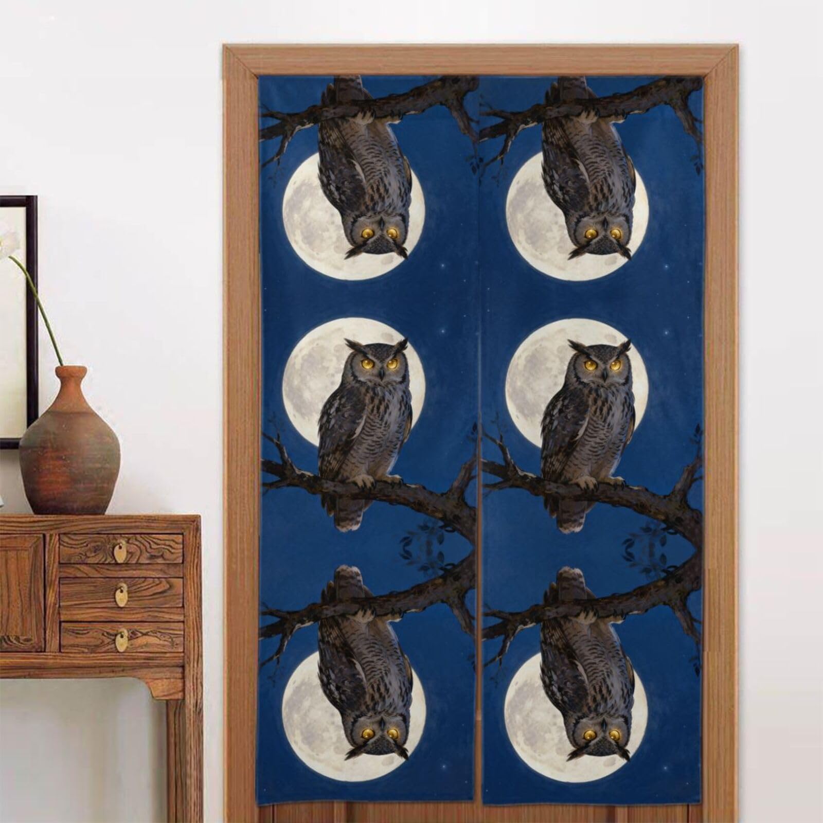 CNTDBU Owl Moon Night Door Curtain 34x56 Inch-Room Divider Panel for Privacy, Entryway Screen for Kitchen Bedroom