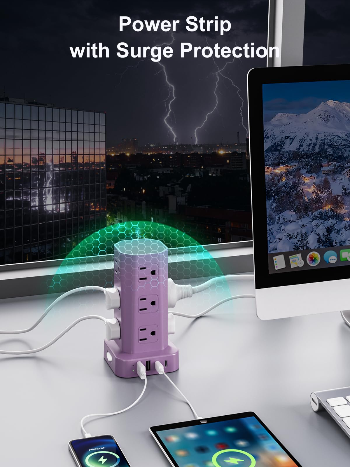 Power Strip Tower Surge Protector - 16 Outlets & USB -8