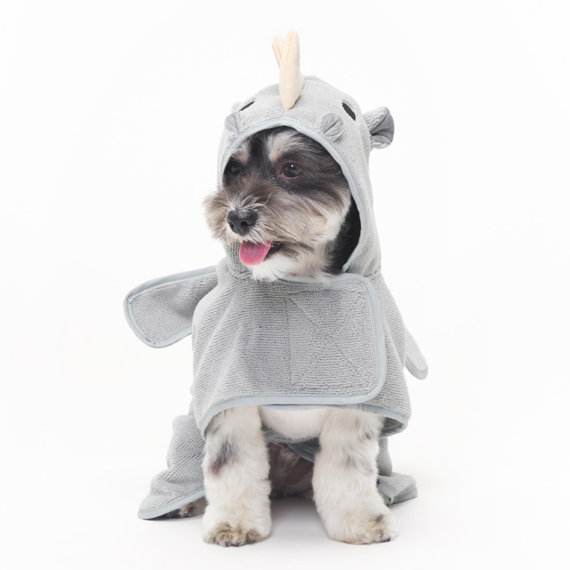BarkBox Dog Bathrobe Towel - Lightweight, Super Cute, Quick Drying - Rhino (Small)