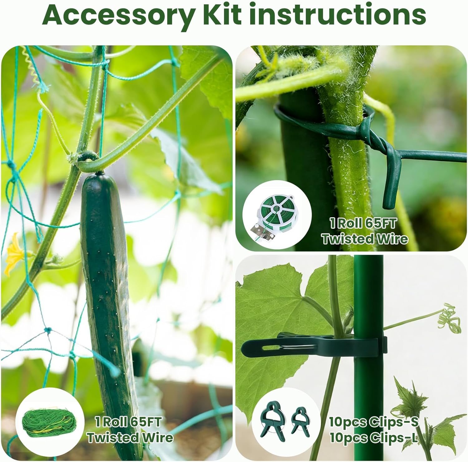 Nexum Cucumber Trellis for Raised Bed, 63"x47.2" U-Shape Garden Trellis for Climbing Plants Outdoor with Climbing Net, Metal Arch Plant Support for Cucumbers Tomatoes Peas Beans