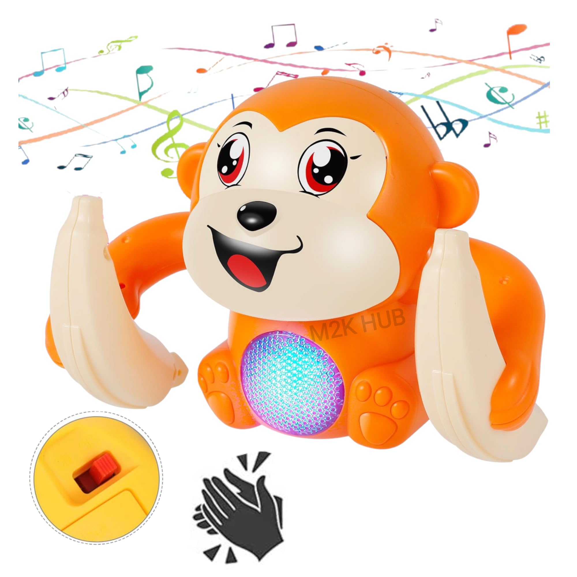 Monkey Music Animal Toys, Voice Control Touch Control Musical Light And Sound Effects Toy For Kids, Multicolor