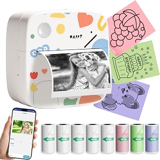 LAIBEAR Sticker Printer with 9 Rolls Thermal Paper, Little Thermal Printer Compatible with iOS & Android, Pocket Inkless M... Price In India