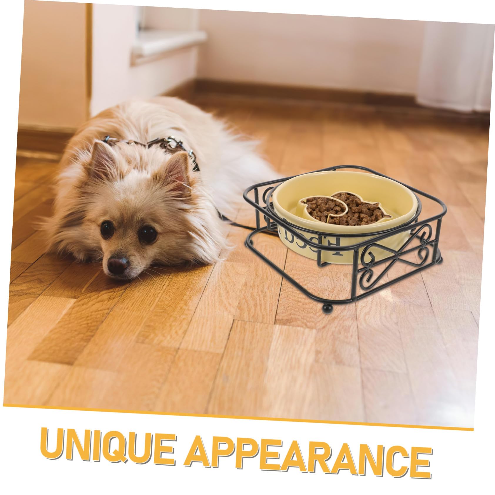 TOYANDONA Comedero Lento de Cerámica para Perros y Gatos, Cuenco Elevado Resistente con Soporte de Hierro para Alimentación Lenta en Hogares con Múltiples Mascotas