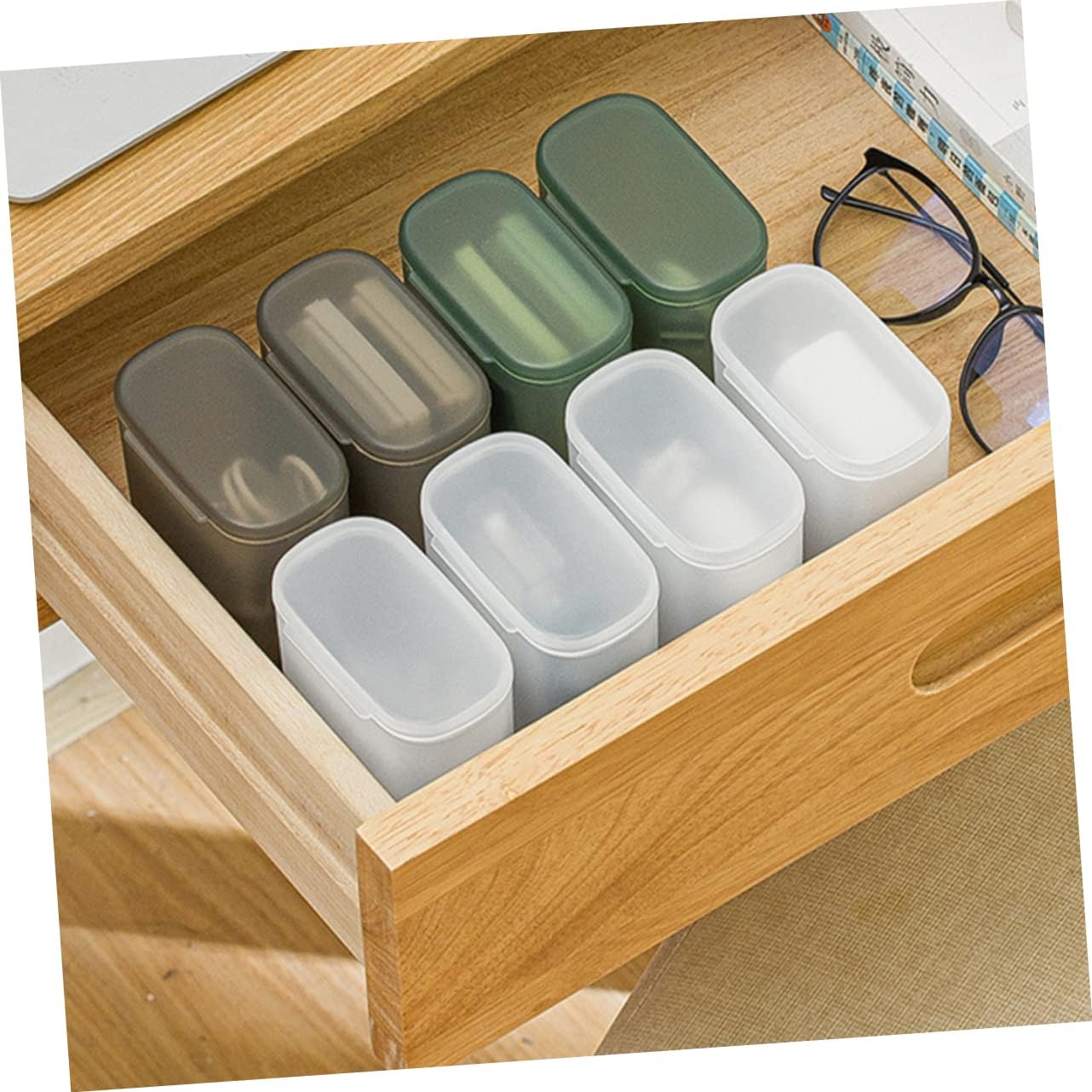 3pcs Small Plastic Storage Boxes Lids Charger Headphone Data Cable Organizer for Office Travel Home image 2