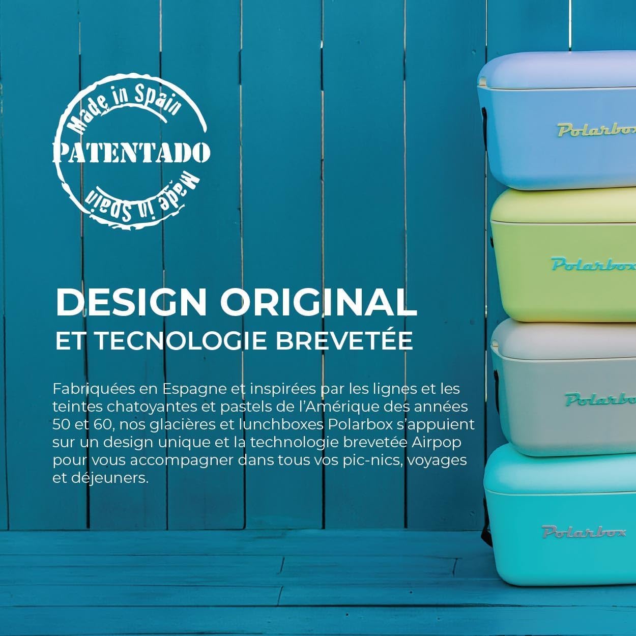 Glacière Lunchbox 6L Bleue Pop détails Jaune POLARBOX