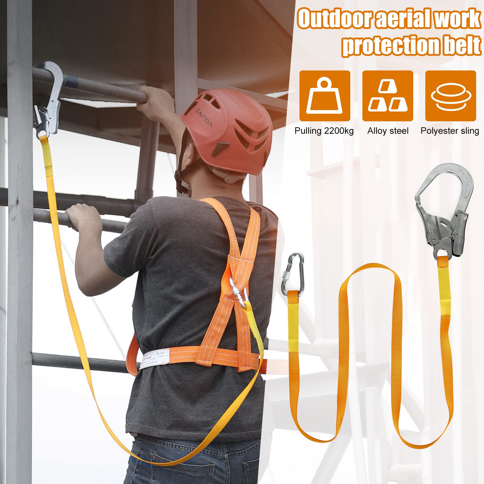 Cintura di sicurezza anticaduta, 1,8 m, protezione anticaduta, corda di sicurezza da 2,200 kg, corda per attrezzi, corda da collezione, protezione anticaduta per esterni, arrampicata su roccia, lavoro