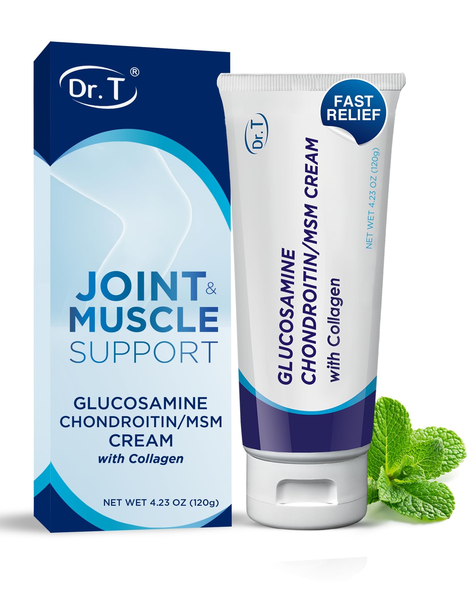 [BRSWYHY7OYFB6H3H] Dr. T Glucosamine Chondroitin Cream w/ MSM & Collagen, 4.23 oz/ 120g 1 pack
