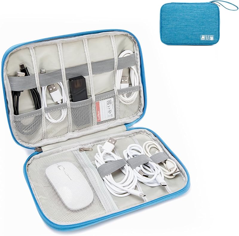 Electronic Organizer Case for Chargers, Cables & Tech Accessories | Organize chargers, cables, power banks and gadgets with elastic loops and mesh pockets in a slim travel-friendly design