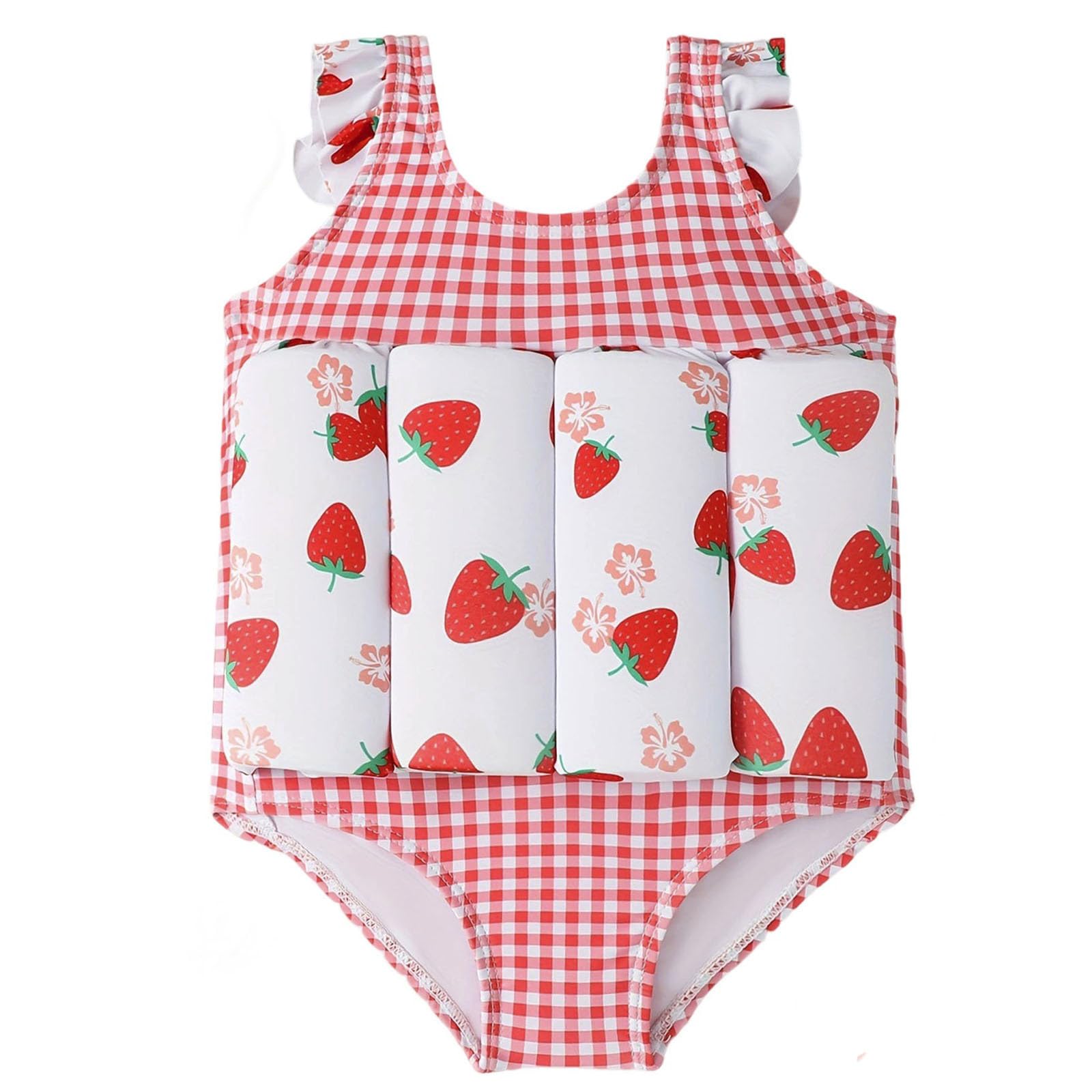Maillot de Bain Fille Combinaison Flottante à Flottabilité Réglable Bébé Fille Une Pièce Maillot de Bain à Manches Courtes Swimsuit Séchage Rapide 12-18 Mois 2-3 Ans