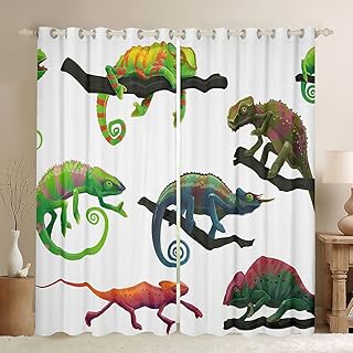Lizard BlackoutÂ Curtains Creature Reptile CurtainsÂ &Â Drapes for Kids Child,Cute Chameleon Curtains Cartoon Lovely Pet WindowÂ Curtains 76