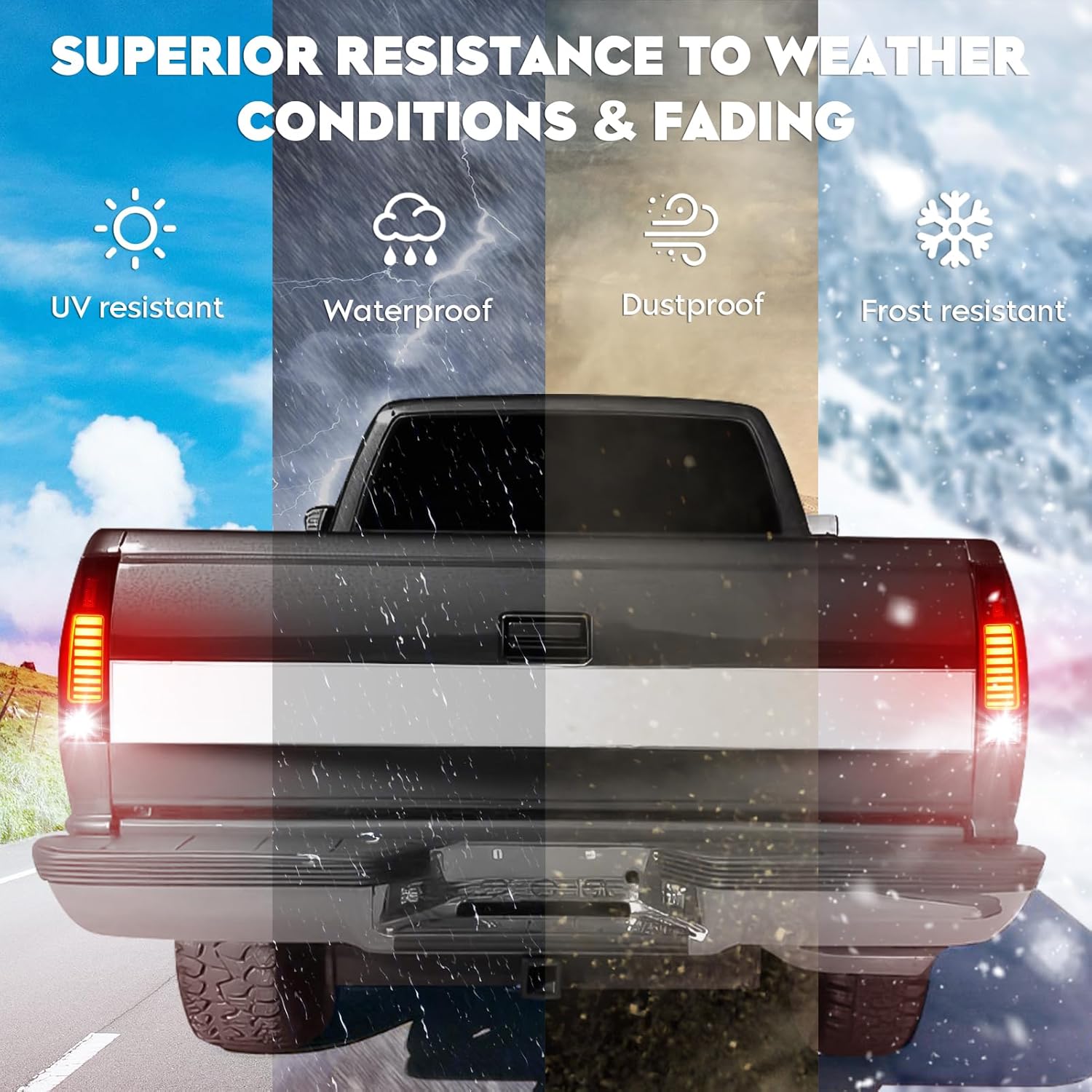 LED Tail Light Assembly Fit for Chevy & GMC C/K 1500 88-99, C/K 2500 3500 88-00, C1500 C2500 Suburban 92-99, for Silverado 94-98, Tahoe 95-99, Blazer 92-94, for Yukon 92-00, Smoked Lens