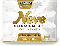 Neve Papel Higiênico Ultracomfort, Folha Quádrupla, 20m, 12 rolos
