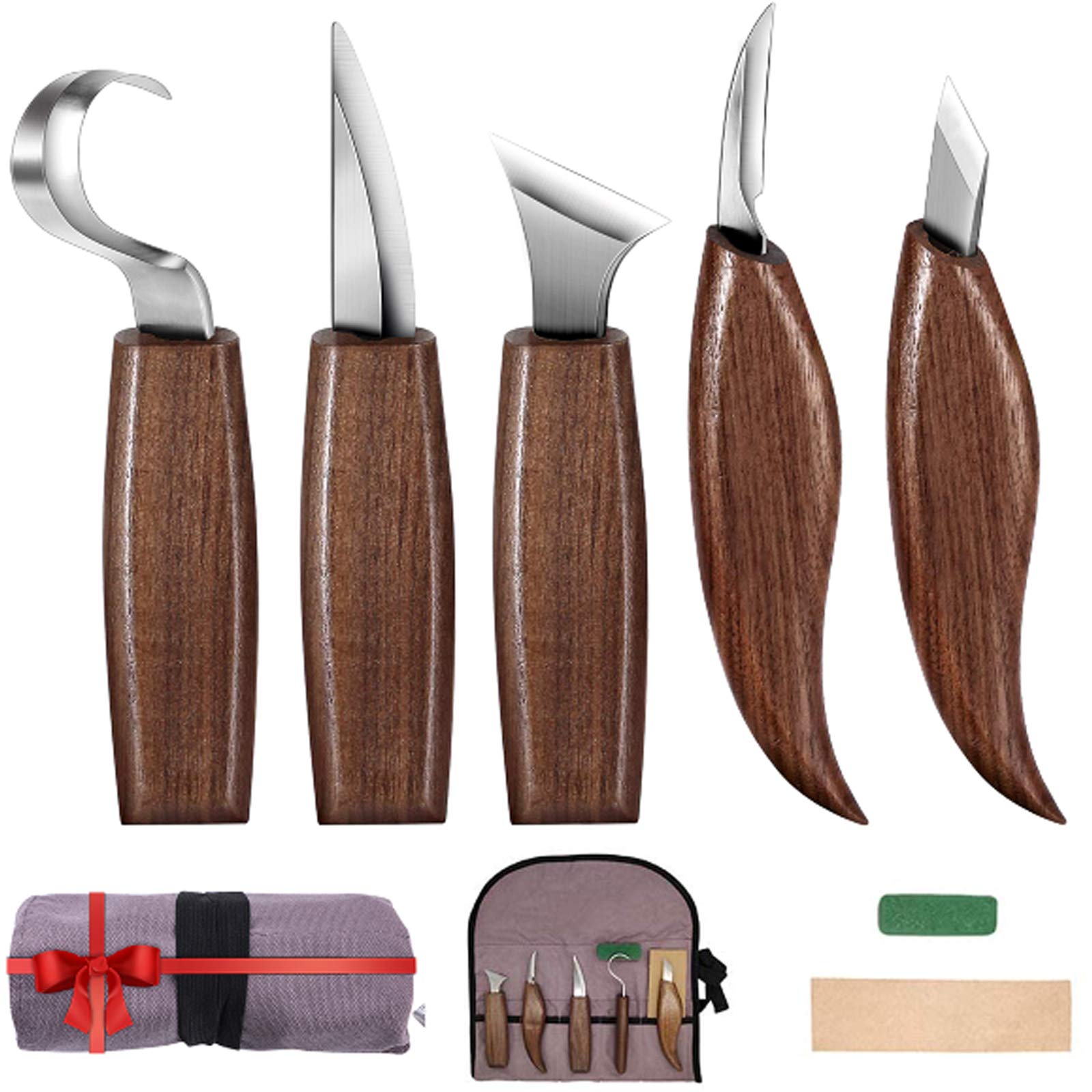 Ensemble d'outils de Sculpture sur Bois 7 en 1 pour débutants, Outil à Crochet, Outil à Bois, Outil à Grain, Outil Oblique, Outil de Coupe pour cuillère, Bol, Tasse et menuiserie générale