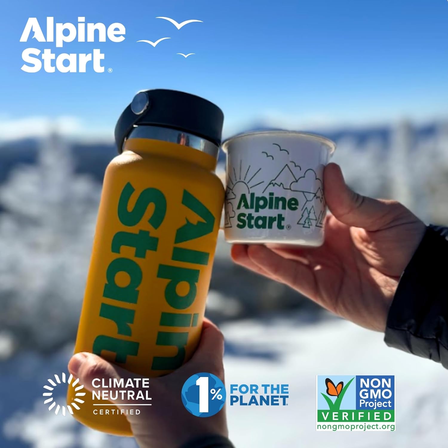 Alpine Start Instant Coffee Original Blend Medium Roast - Individual Powder Mix From High Altitude Arabica Coffee Beans - Hot or Cold Brew for Home, Travel, Camping, Hiking, Backpacking (Coffee and Creamer)