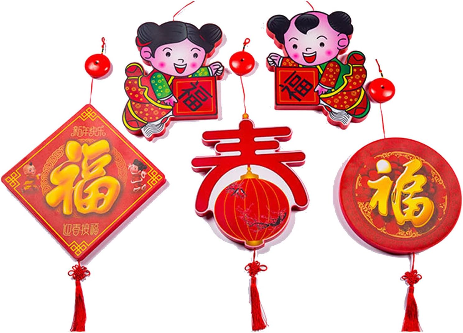 5PCS Decorative Lanterns Window Blessing Suction Cup LED Lamp Shop Room Festive New Year's Day Suction Cup Hanging Lamp