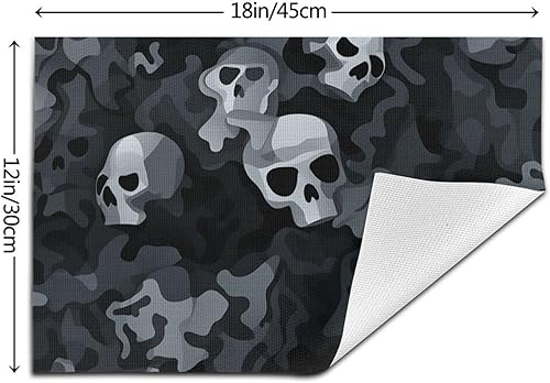 Miniatura 2 de 6 PCS PVC Placemats Set Place Mats Black and Gray Camouflage Pattern Non-Slip Weave Place Mats 12" x 18" Farmhouse Table Mat Set for Family Dinners