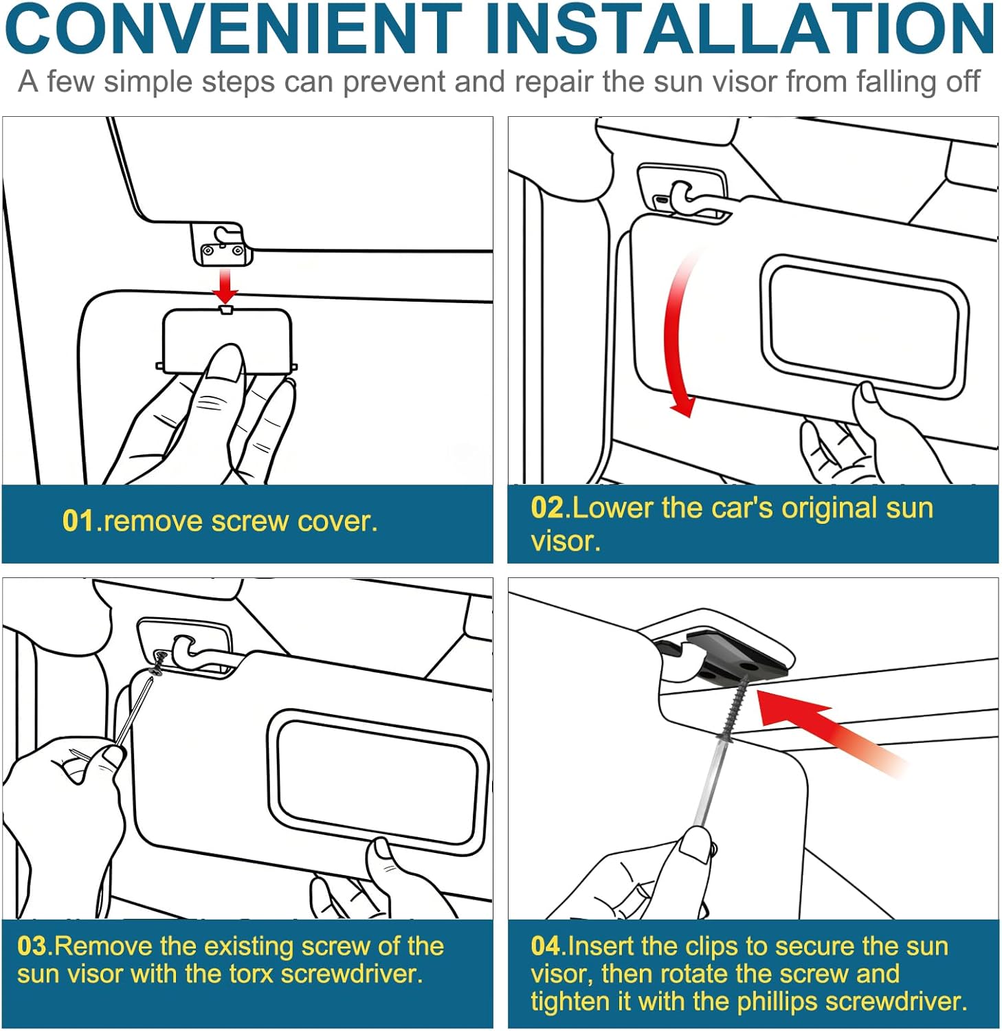 Sun Visor Repair Kit Compatible with RAM 1500 2019-2026, 2 Packs Sun Visor Clip for Trucks, Aluminum Alloy Visor Clip, Sun Visor Fix Replacement,Car Repair Kit Accessories, Ram 1500 Accessories