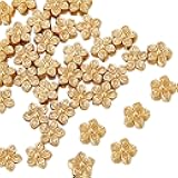 Beebeecraft 50Pcs 0.35 Inch Small Flower Beads 18K Gold Plated Brass Loose Beads 0.5mm Hole Flower Spacer Beads Loose Beads Findings for DIY Bracelet Necklace Jewelry Making