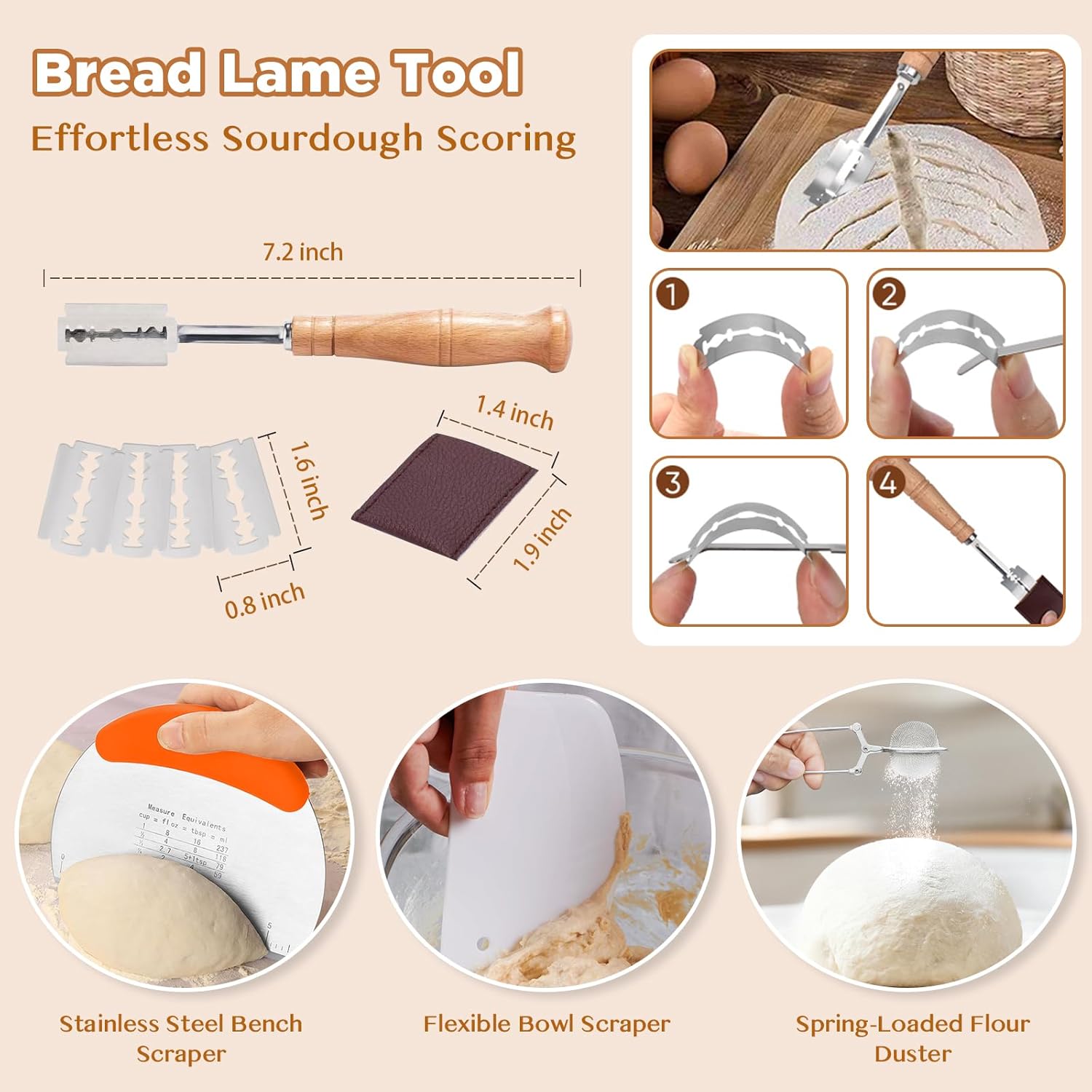 SORON Sourdough Starter Kit, Banneton Bread Proofing Basket with Glass Sour Dough Starter Jar, Sourdough Bread Baking Supplies Tools, 9" Round & 10" Oval Banneton Baskets, Gift Set for Homemade Making - Image 7