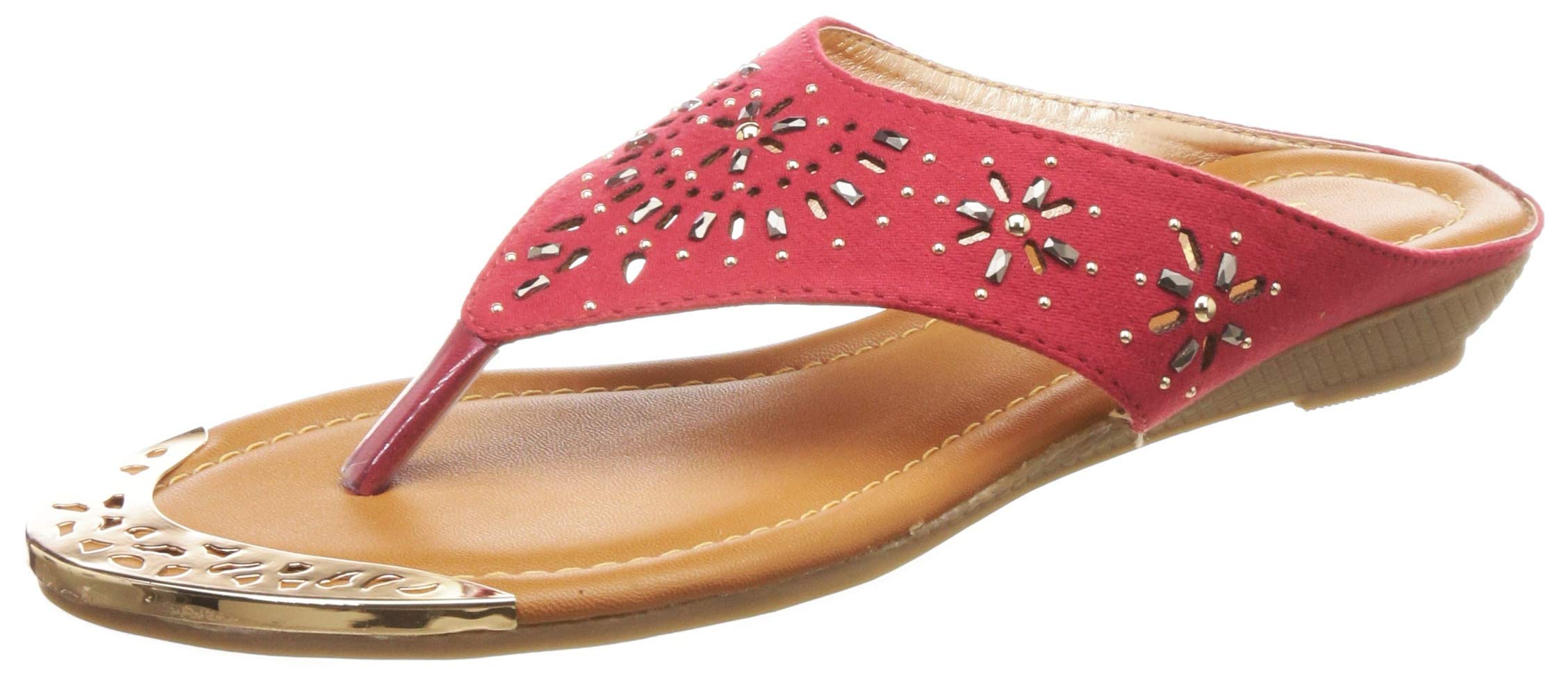 Women ULF Thong Red Fashion Slippers-6 (5715793)-image-5