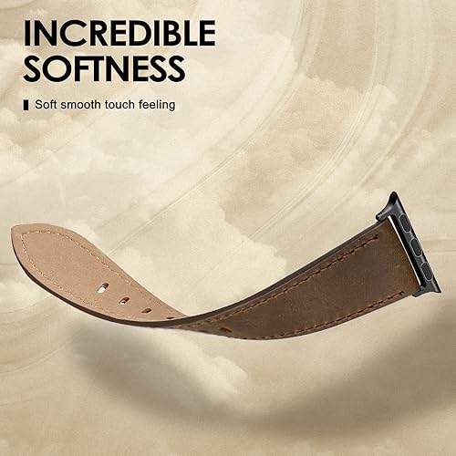 Vista 49 de Correa de cuero compatible con correas de Apple Watch de 1.811 in, 1.772 in, 1.732 in, 1.654 in (Serie 1/2/3) para hombres y mujeres, correa de Azul