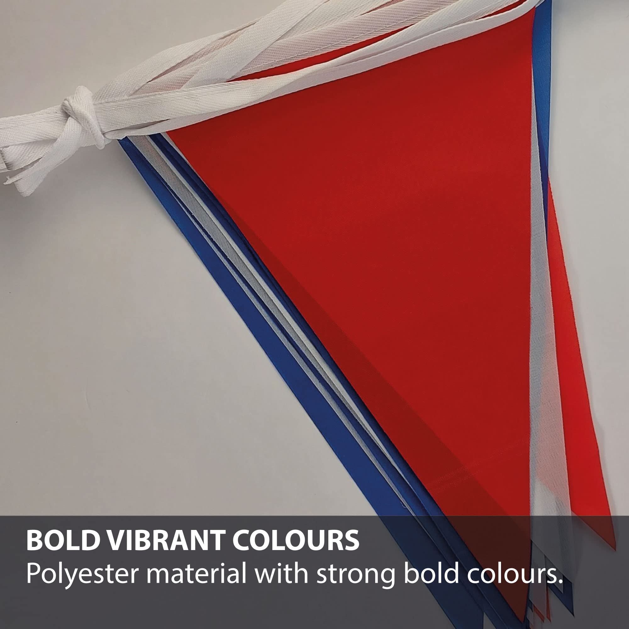 Red, White & Blue Triangle Bunting 10m/30ft Polyester Flag Garland Coronation Party - Image 3