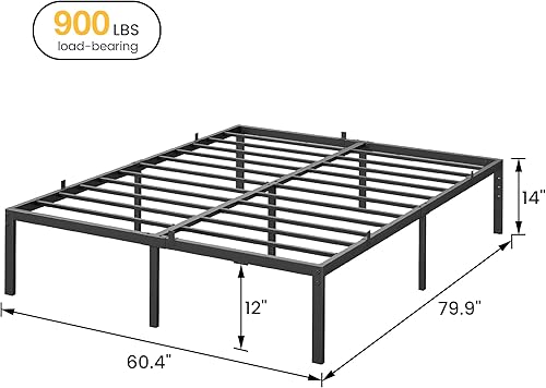 Miniatura 11 de IDEALHOUSE Base de cama Queen de 8 pulgadas con almacenamiento debajo de la cama, base de colchón resistente, fácil montaje, no necesita somier,