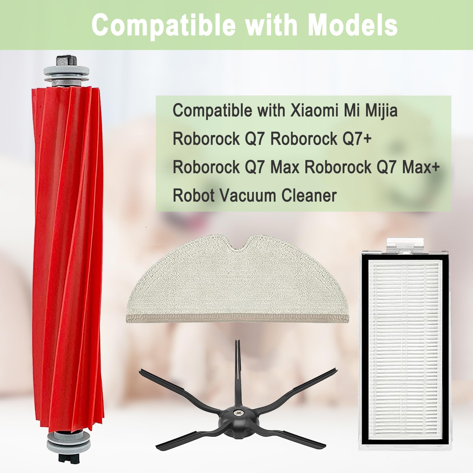 Kit De Repuestos Para Roborock Q7 Series - Incluye Cepillo Principal, Filtros, Cepillos Laterales Y Paños De Limpieza