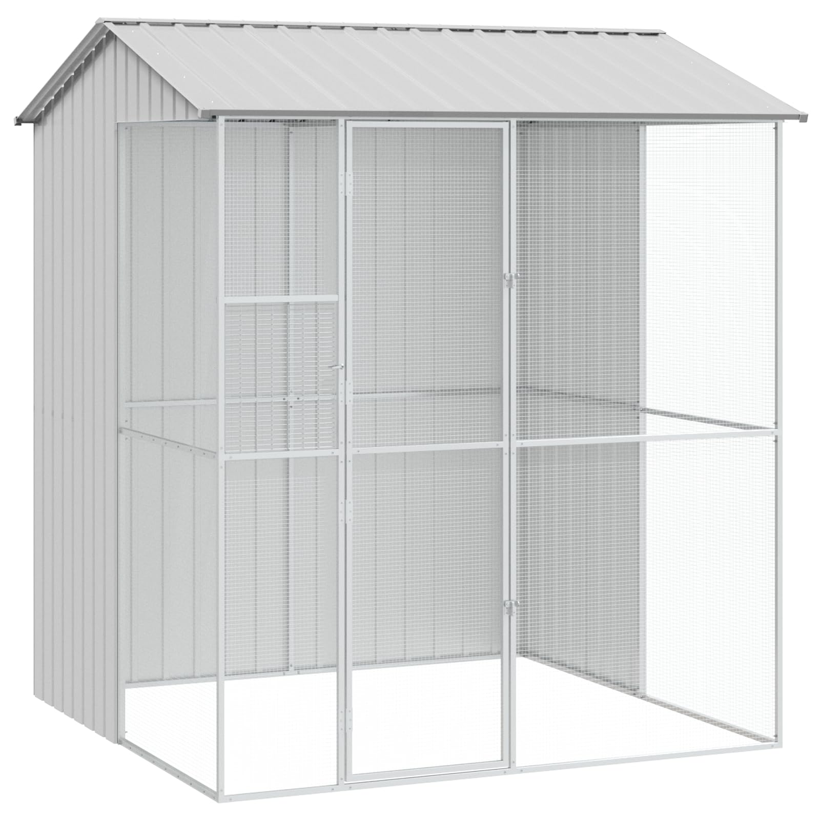 SKM Voliere Grau 215x210x247 cm Stahl,Tier- & Haustierbedarf,Haustierbedarf,Vogelbedarf,Vogelkäfige & -ständer,Grau,68.7KG,3325175