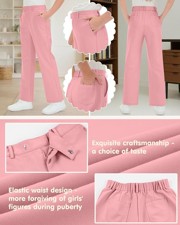 LessonZoo Girls Dress Pants School Uniform with Pockets 7-8Y Peach Pink by LessonZoo - Used condition - Image 5