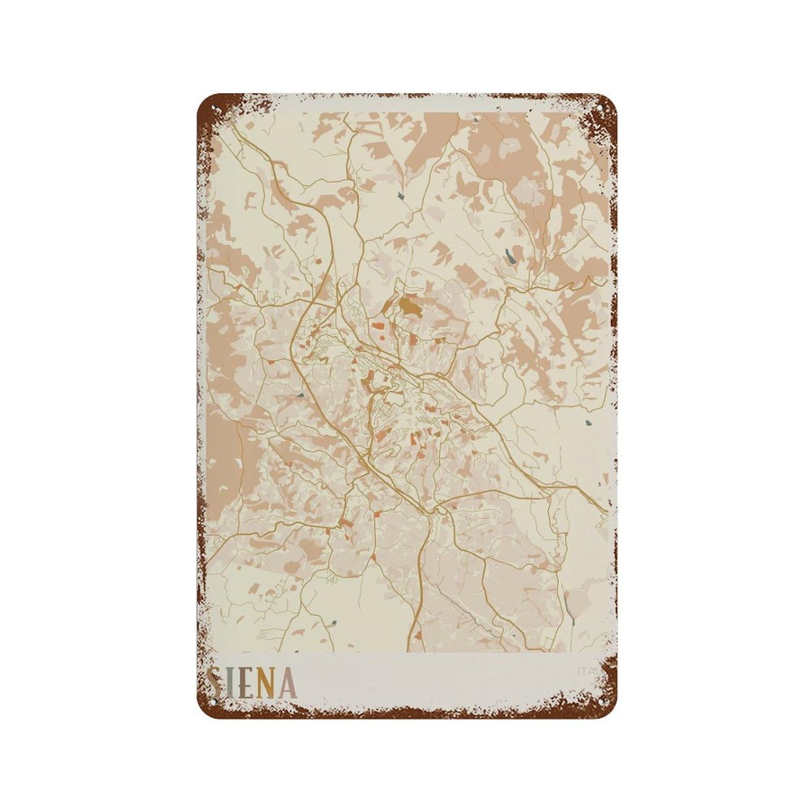 xiaoxiaoshen Siena Map Italy Travel Gift Boho Wall Decor Art Metal Tin Poster Modern Home Decor Art Home Bar Shop Decorations Vintage Sign 30x20cm
