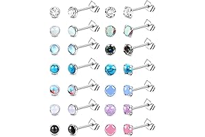 SAILIMUE Hypoallergenic Studs: 14 Pairs of 20G Earrings for Pierced Elegance