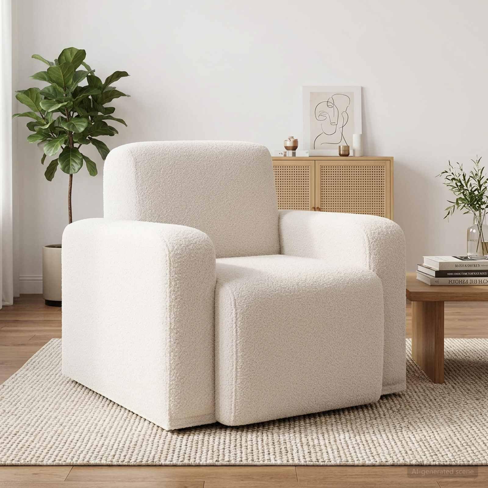 vidaXL Sessel Creme Bouclé
