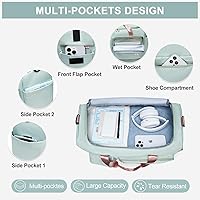 Vista 239 de Pequeña bolsa de gimnasio para mujer, bolsa de viaje con compartimento para zapatos