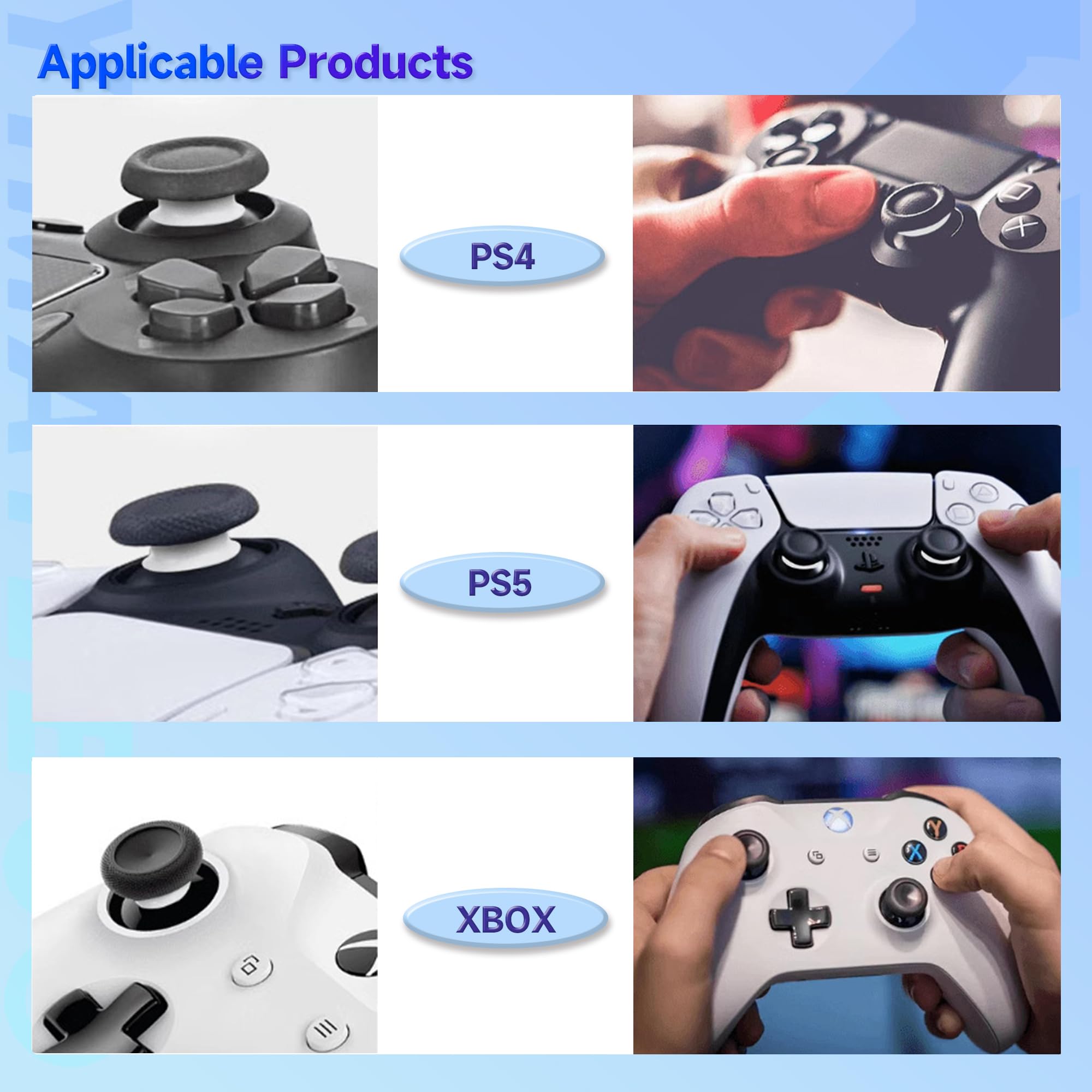 Ochraniacze joysticka, niewidoczny pierścień ochronny podczas gry, używany do Steam Deck/Xbox/PS4/PS5, czarny + biały